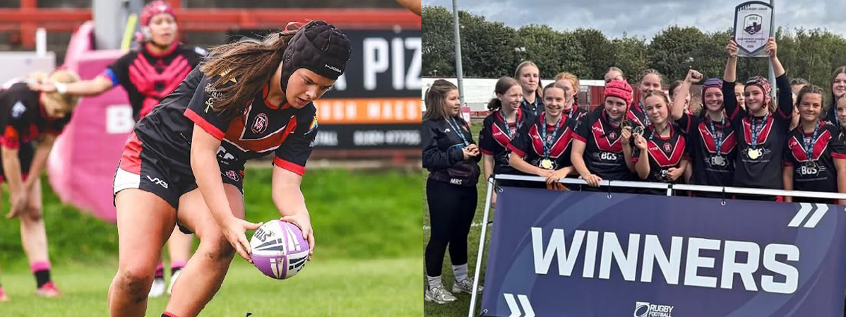 Girls playing rugby